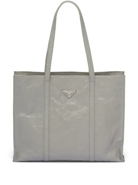 Prada large leather tote bag Grey 1BG460VOOOUVL