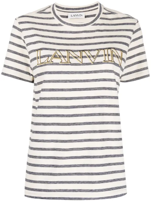 Lanvin logo-print striped T-shirt Neutrals RWTS0030J004E23