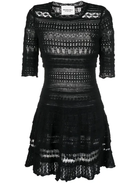 MARANT ÉTOILE knitted cotton mini dress Black RO0094FAA1L76E