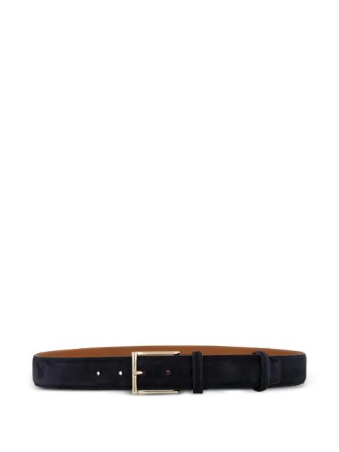 Santoni rectangular buckle leather belt Blue CM35VS003B91E