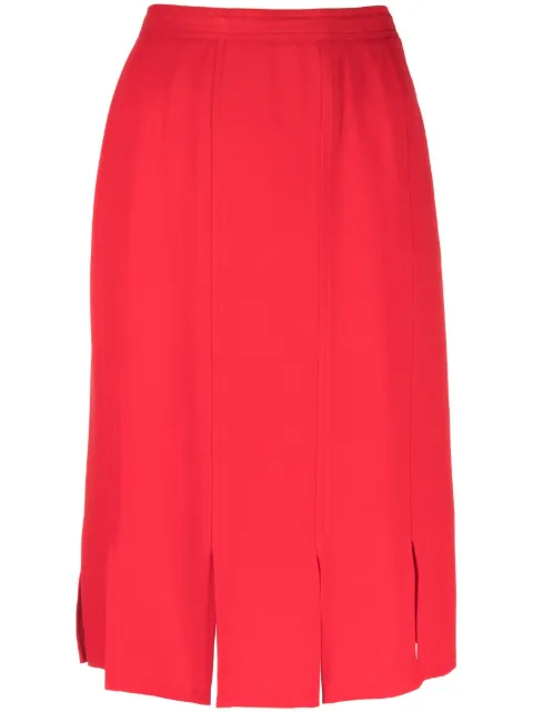 Saint Laurent Pre-Owned 1980s slit detailing straight-cut skirt Red YVSA320FF