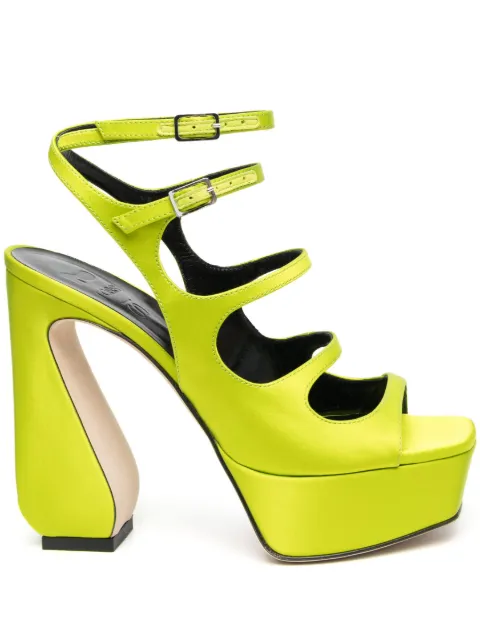 Si Rossi 140mm platform leather sandals Green B02370MTEZ02111