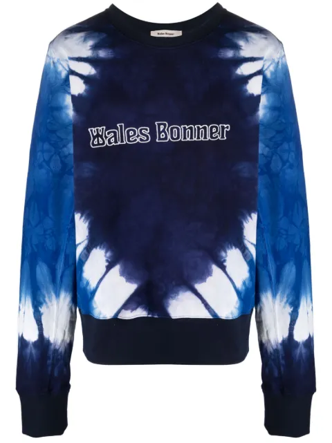 Wales Bonner tie-dye logo-embroidered sweatshirt Blue MS23JE06JE045510