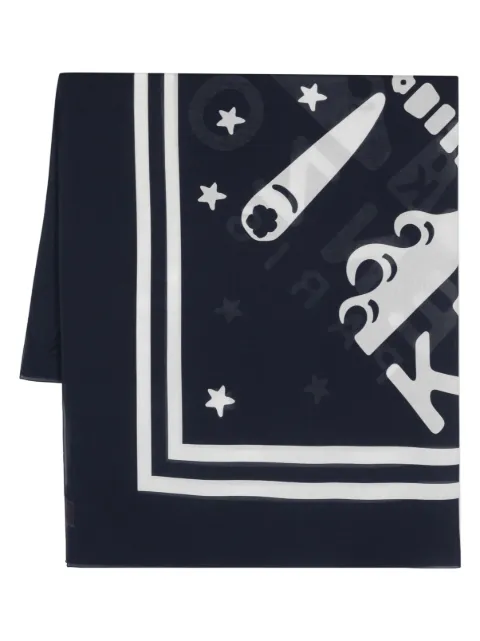 Kenzo logo-stamp printed bandana scarf Blue FD58EU550PFF