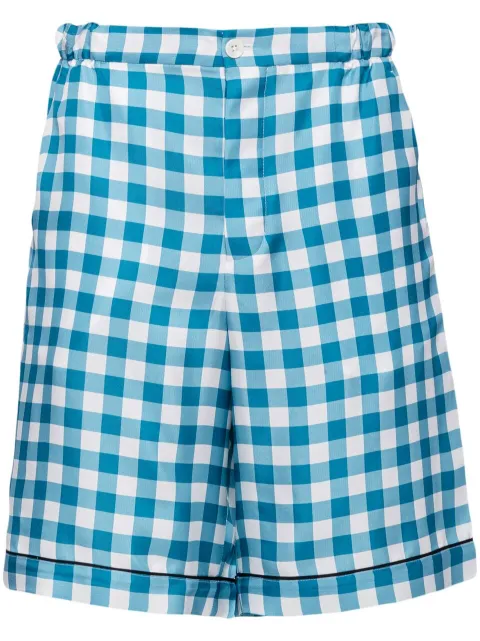 Prada check-print silk bermuda shorts Blue SPH207S221120I