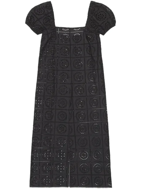 GANNI broderie anglaise midi dress Black F7809