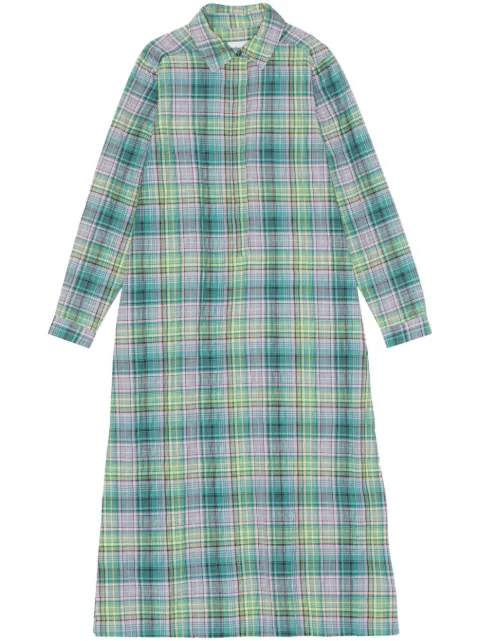 GANNI check-pattern seersucker shirt dress Blue F7853