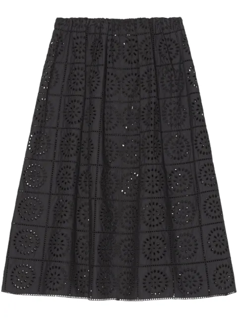 GANNI elasticated-waistband midi skirt Black F7807