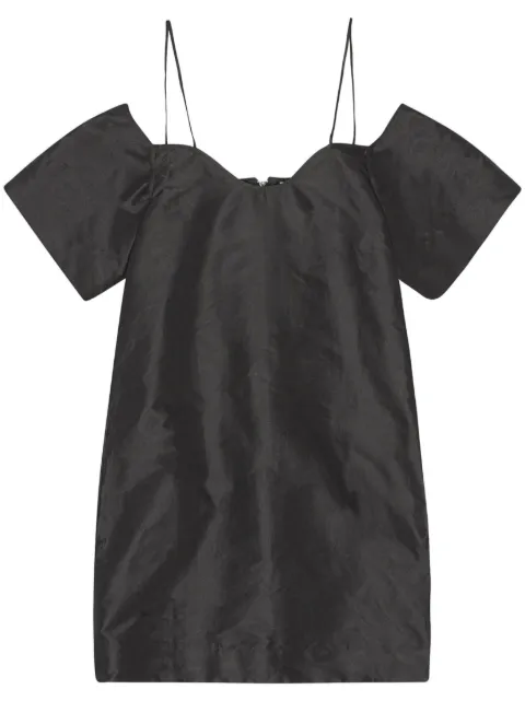 GANNI plain cold-shoulder mini dress Black F7737