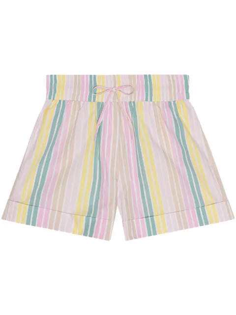 GANNI striped organic cotton shorts Pink F7768