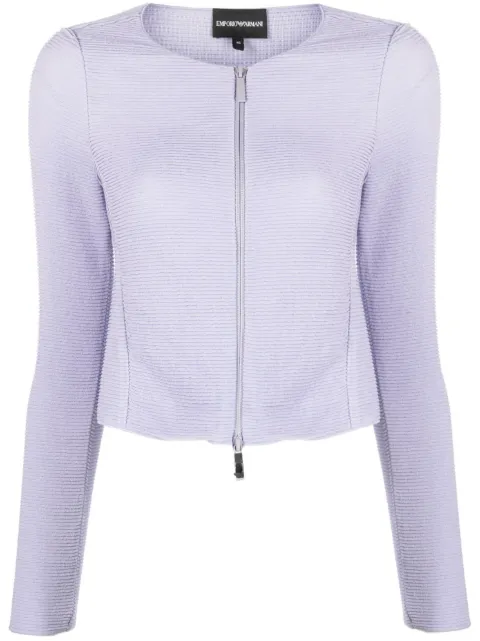 Emporio Armani barré jersey zip-up jacket Purple 3R2G7A2JWCZ
