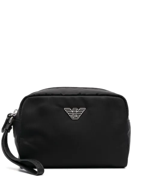 Emporio Armani logo-plaque make up bag Black Y3H321YVL7E