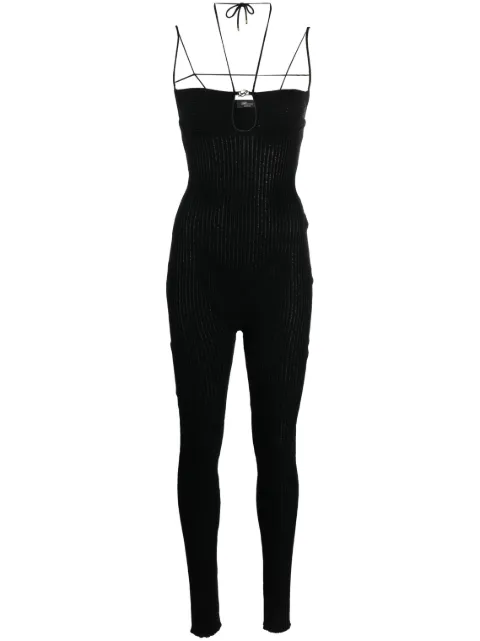Blumarine strappy ribbed-knit jumpsuit Black 4A039A