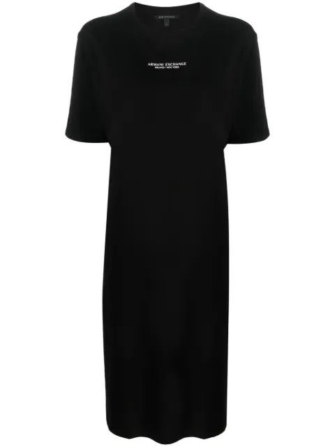 Armani Exchange logo-print side-slit T-shirt dress Black 8NYACFYJG3Z