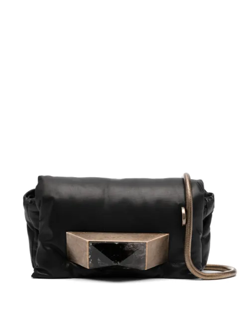 Rick Owens logo-plaque leather shoulder bag Black RR02C7445LBLPHZ