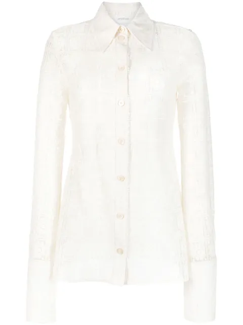 Sportmax Sava floral-lace fitted shirt Neutrals 29510131600