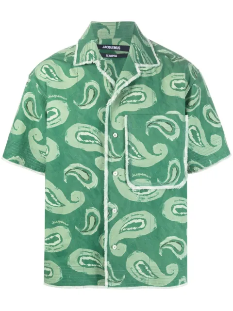 Jacquemus Artichaut paisley-print frayed-edge shirt Green 235SH0441384