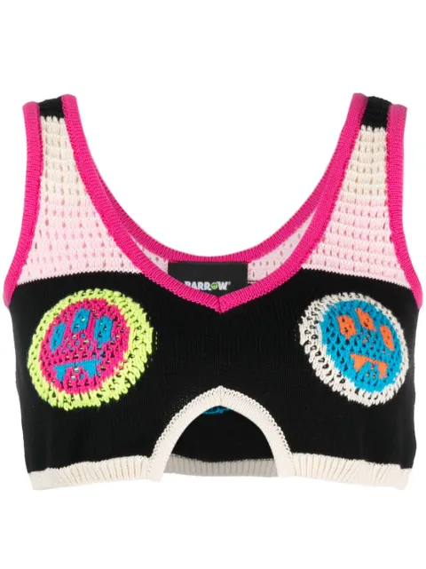 BARROW crochet-panel crop top Black 033974