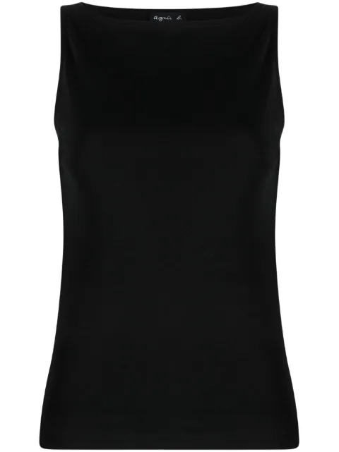 agnès b. Leopard boat-neck tank top Black 5879JG13