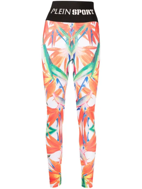 Plein Sport floral-print stretch leggings Black FACCWJT1736SXV018N