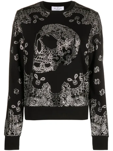 Philipp Plein skull-bandana cotton-blend sweatshirt Black FACCWJO0890PJO002N