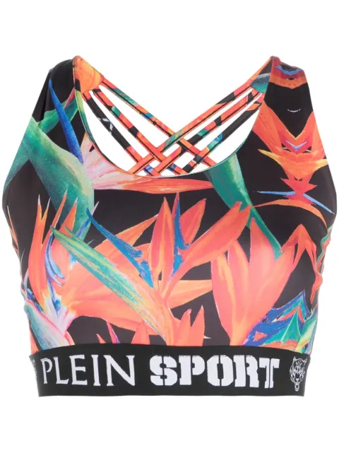 Plein Sport botanical-print jogging bra Black FACCWJU0034SXV018N