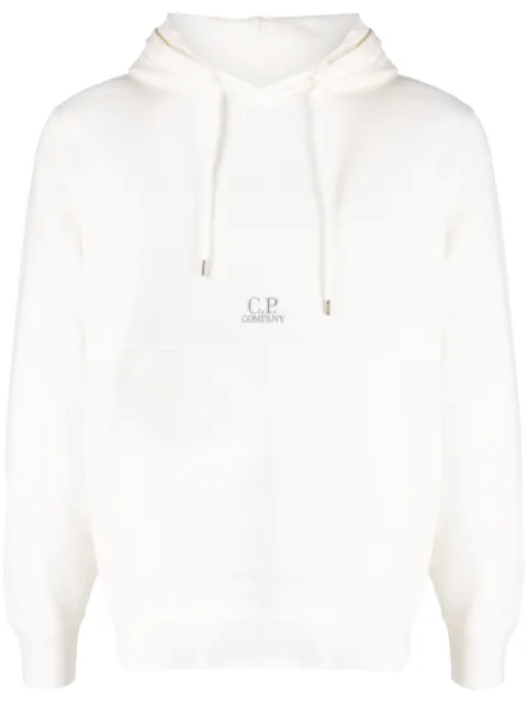C.P. Company logo-embroidered cotton hoodie White 14CMSS137B005398G