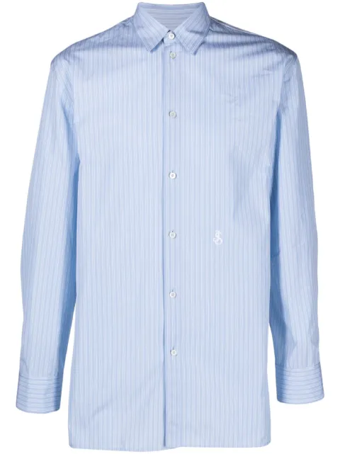 Jil Sander logo-embroidered stripe-print cotton shirt Blue J24DL0105J45177