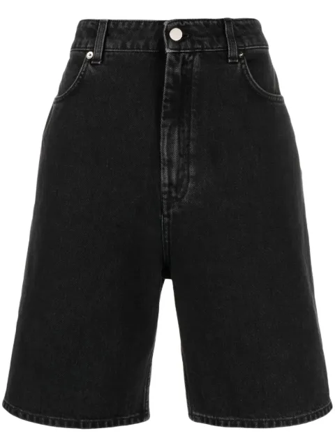 LouLou de Saison washed denim organic cotton shorts Black ISULDS