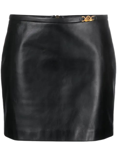 Versace Medusa-embellished leather miniskirt Black 10114141A08403