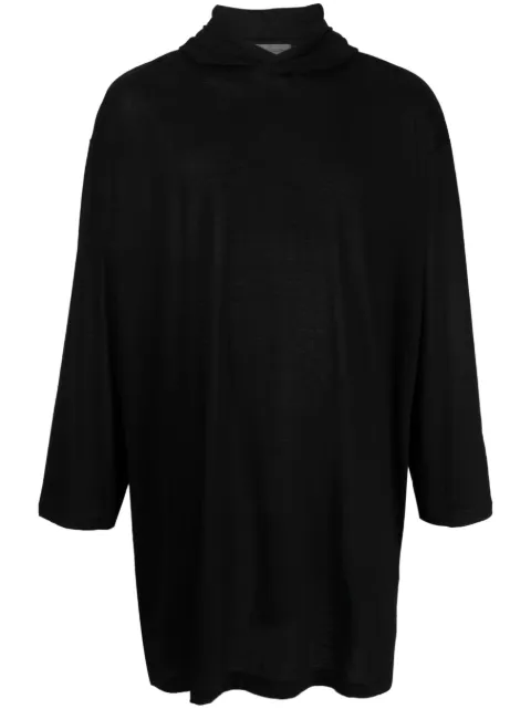 Yohji Yamamoto graphic-print long hoodie T-shirt Black HZT26271