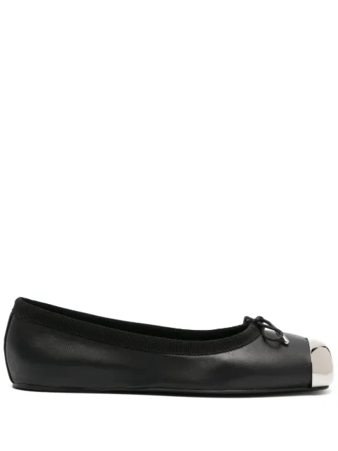 Alexander McQueen metal-toecap leather ballerina shoes Black 757510WICX5