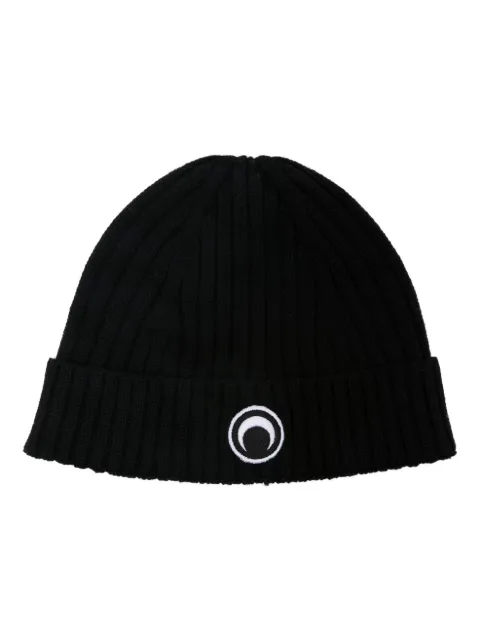 Marine Serre Crescent Moon ribbed wool beanie Black UHG012ACKNI0033