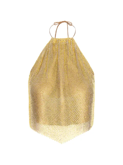 MANURÍ Paper Rock chainmail halterneck top Gold MRPERM23VG021