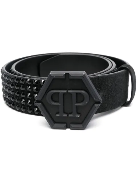 Philipp Plein suede belt stones Black FACAMVA0843PLE009N