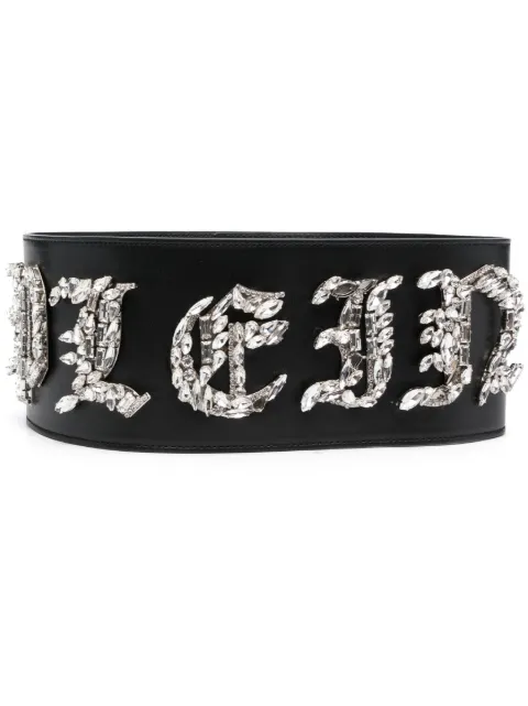 Philipp Plein logo-embellished leather belt Black FACAWVA0403PLE075N