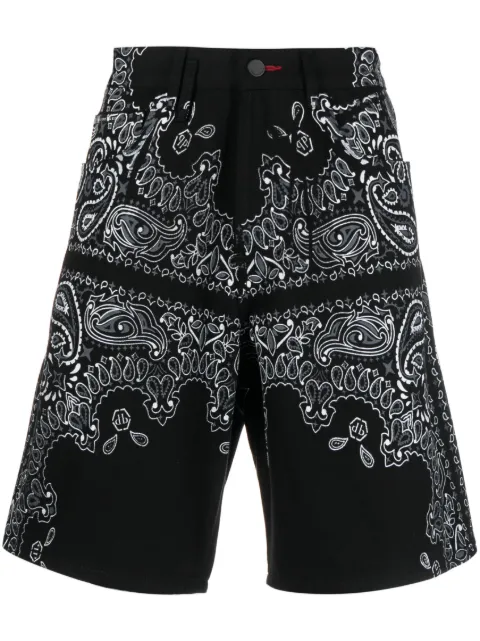 Philipp Plein bandana-print denim shorts Black FACCMDT3531PDE004N