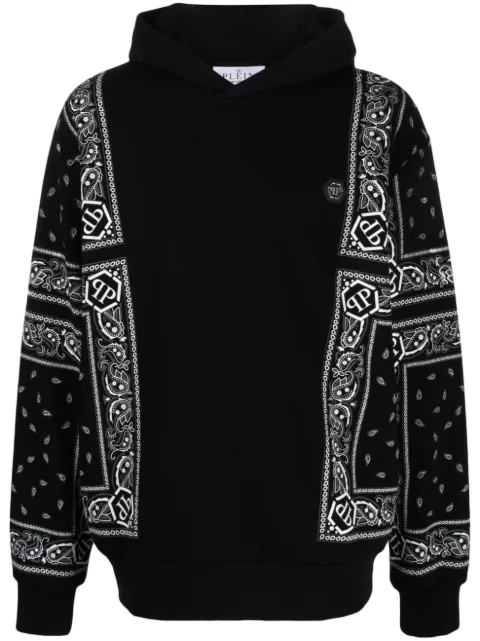 Philipp Plein bandana-print long-sleeve hoodie Black FACCMJB3042PJO002N
