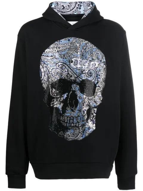 Philipp Plein rhinestone-embellished skull hoodie Black FACCMJB3044PJO002N