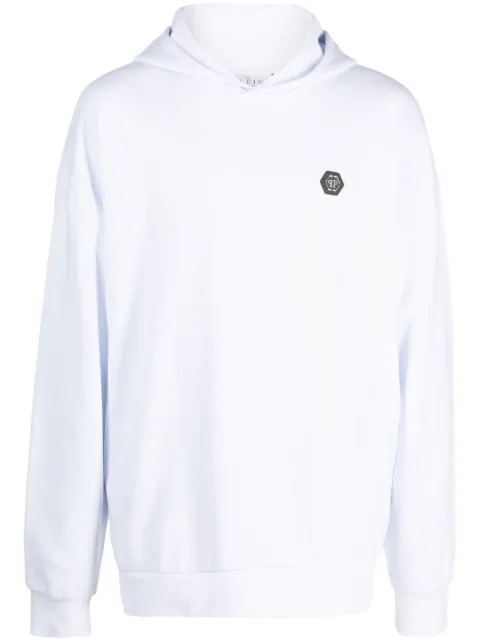Philipp Plein graphic-print cotton hoodie White FACCMJB3071PJO002N