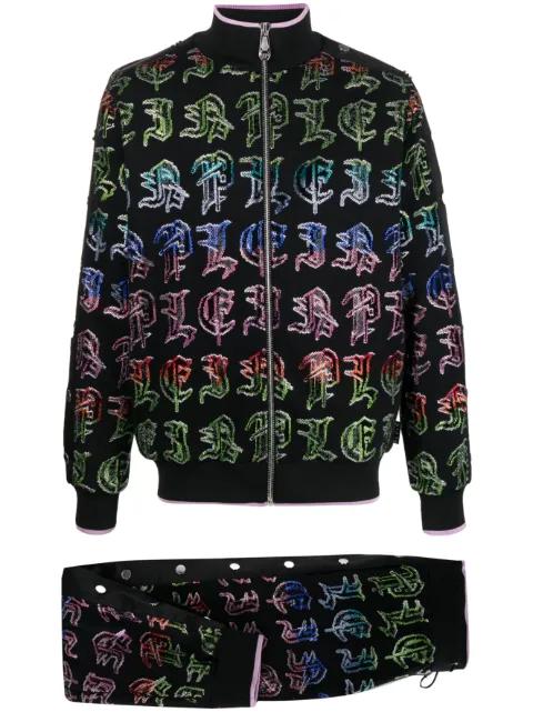 Philipp Plein gothic logo-print tracksuit Black FACCMJJ0559PJO002N