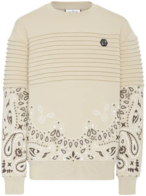 Philipp Plein logo-embroidered cotton sweatshirt Neutrals FACCMJO1057PJO002N