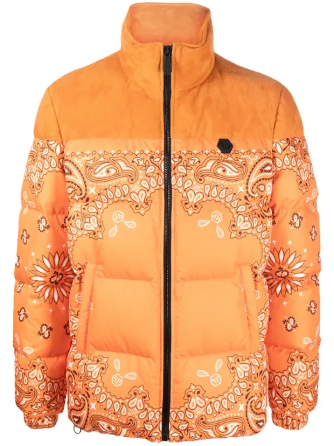 Philipp Plein bandana-print padded jacket Orange FACCMRB2275PNY012N