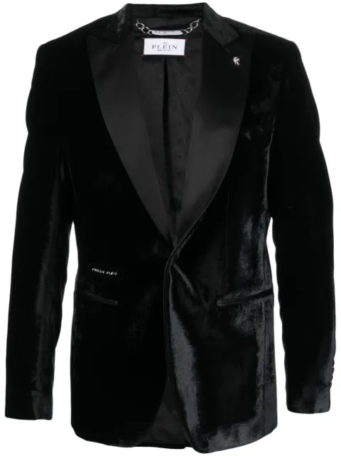 Philipp Plein single-breasted velvet blazer Black FACCMRF1708PTE086N