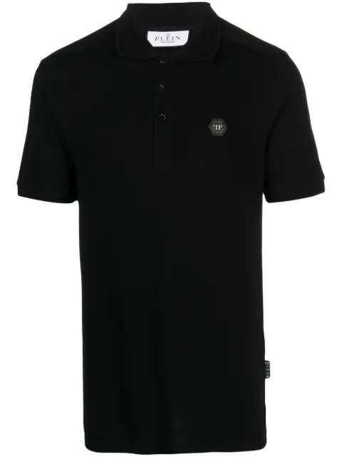 Philipp Plein logo_patch short-sleeved polo shirt Black FACCMTK6179PTE003N