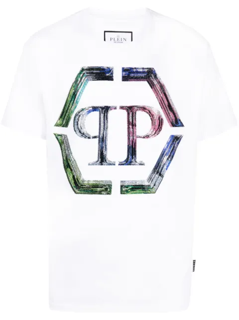 Philipp Plein logo-print short-sleeve T-shirt White FACCMTK6269PJY002N