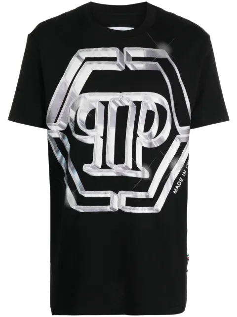 Philipp Plein logo-print short-sleeved T-shirt Black FACCMTK6445PJY002N