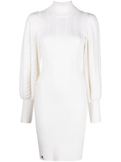Philipp Plein cable-knit high-neck dress White FACCWKG0375PKN002N