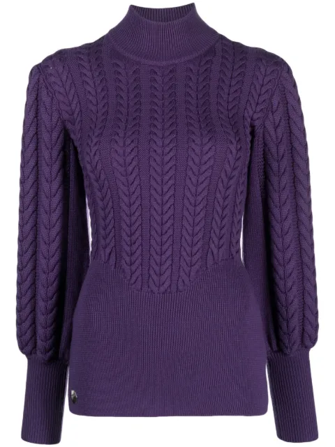 Philipp Plein long-sleeve knitted wool jumper Purple FACCWKK0248PKN002N