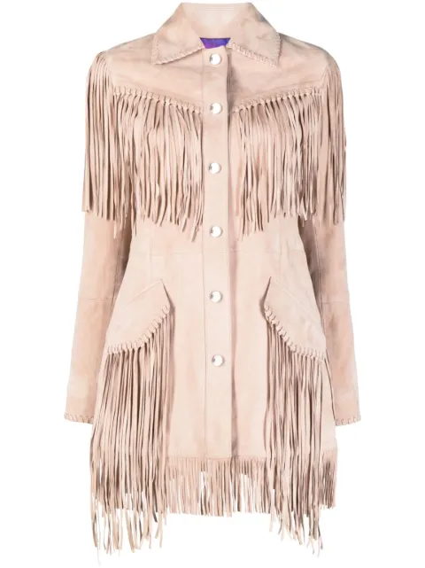 Philipp Plein oversized fringed suede shirt jacket Neutrals FACCWLB0998PLE009N